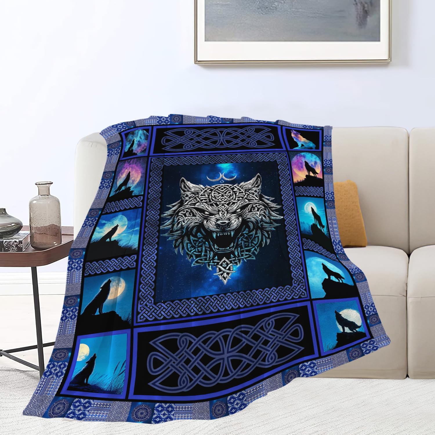 Wolf Throw Blanket Wolf Stuff Gifts for Kids Girls Boys Adults Women Men Soft Cozy Warm Plush Fluffy Fuzzy Fleece Blanket Decor 50''X60''