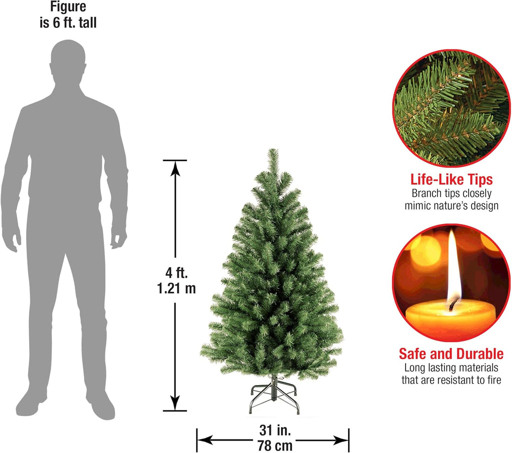 National Tree Company 4 ft Unlit North Valley Spruce Mini Artificial Christmas Tree, 307 Tips, Includes Stand, Green