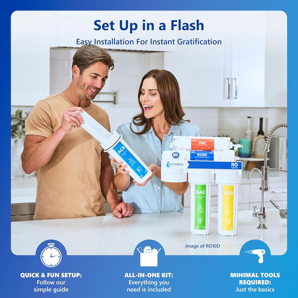 Express Water Reverse Osmosis Alkaline Ultraviolet Water Filtration System – 100 GPD (Modern Brushed Nickel Faucet)