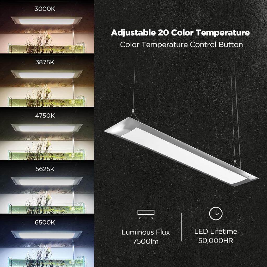ONF Flat One+ 36 Inch 24/7 Cycle Aquarium Light, Yellow White Full Spectrum Colorfull LED Light, Fish Tank Light Brightness Dimmable & Color Temperature APP Control, Sunrise & Sunset, Pendant Style