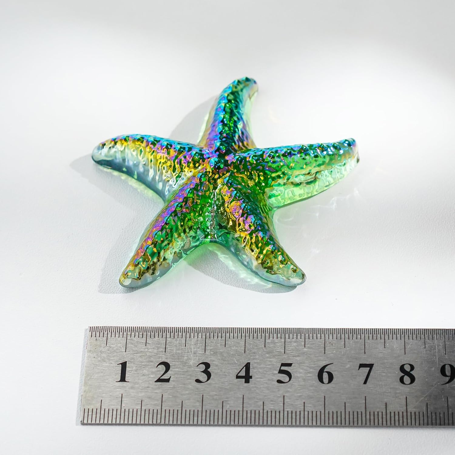 H&D HYALINE & DORA Glass Starfish Green Handmade Glass Sea Animal Figurine Mini Starfish Collectible Ornament for Beach Decor