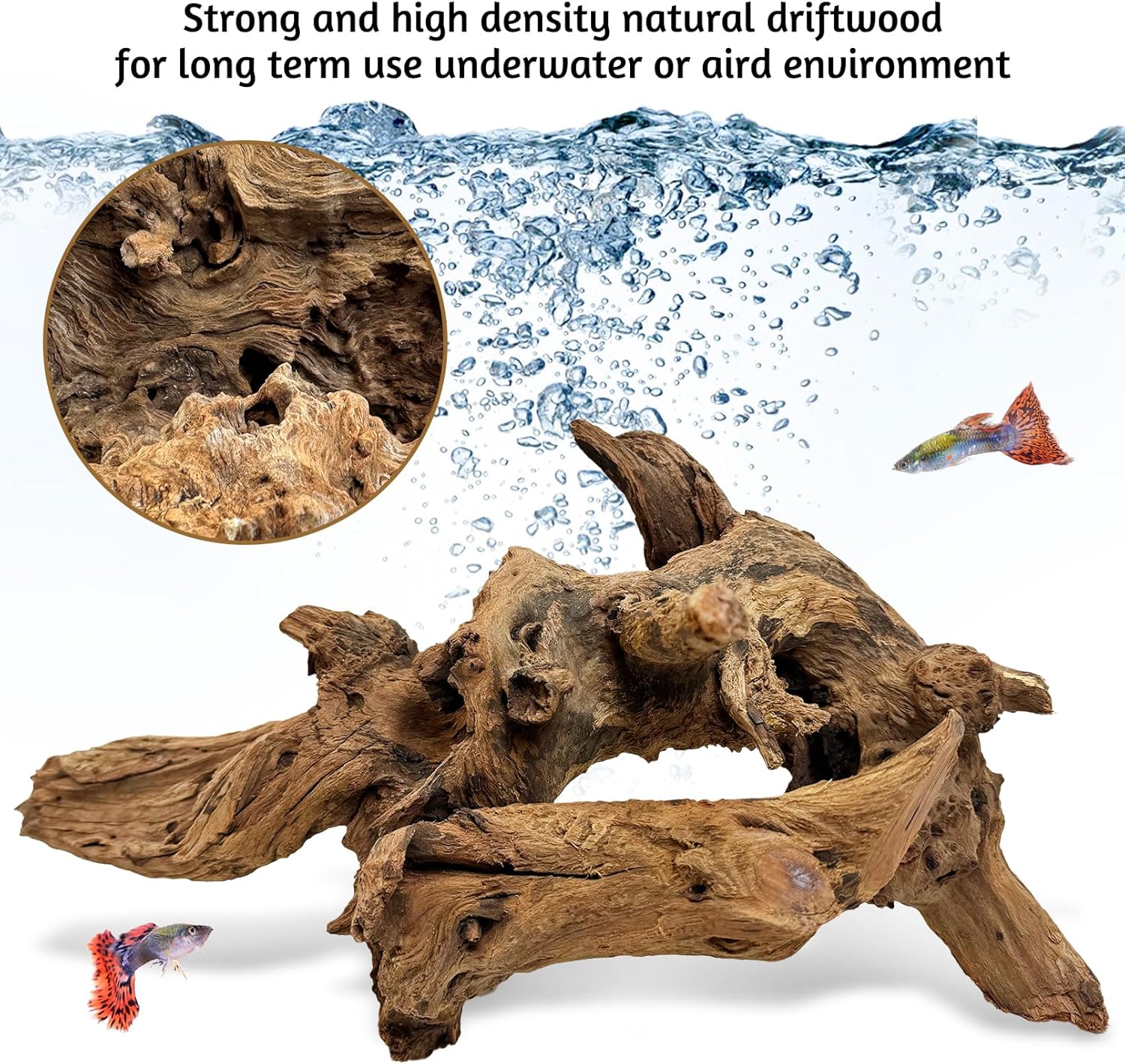 kathson Large Natural Aquarium Driftwood Reptiles Branches Terrarium Ornament Sinkable Wood Decor Trunk Fish Tank Log Habitat Decoration (13"-17")
