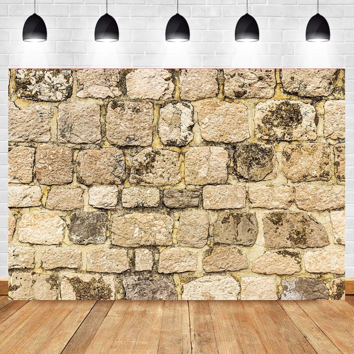 CapiSco Vintage Stone Wall Backdrop 7x5FT Ancient Rock Wall Textured Background for Photography Home Garden Wallpaper Party Decorations Banner