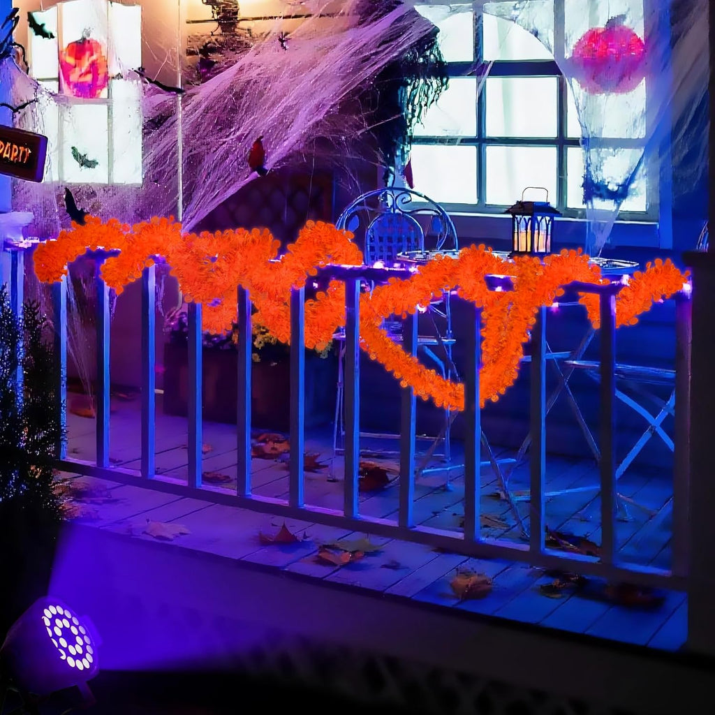 Mega-L Neon Halloween Party Decorations, 26ft Fluorescent Orange Pumpkin Garland Banner Glow in the Dark Party Supplies Cute Hanging Ceiling Decors for Birthday Home Wall Fence Porch Black Light Party