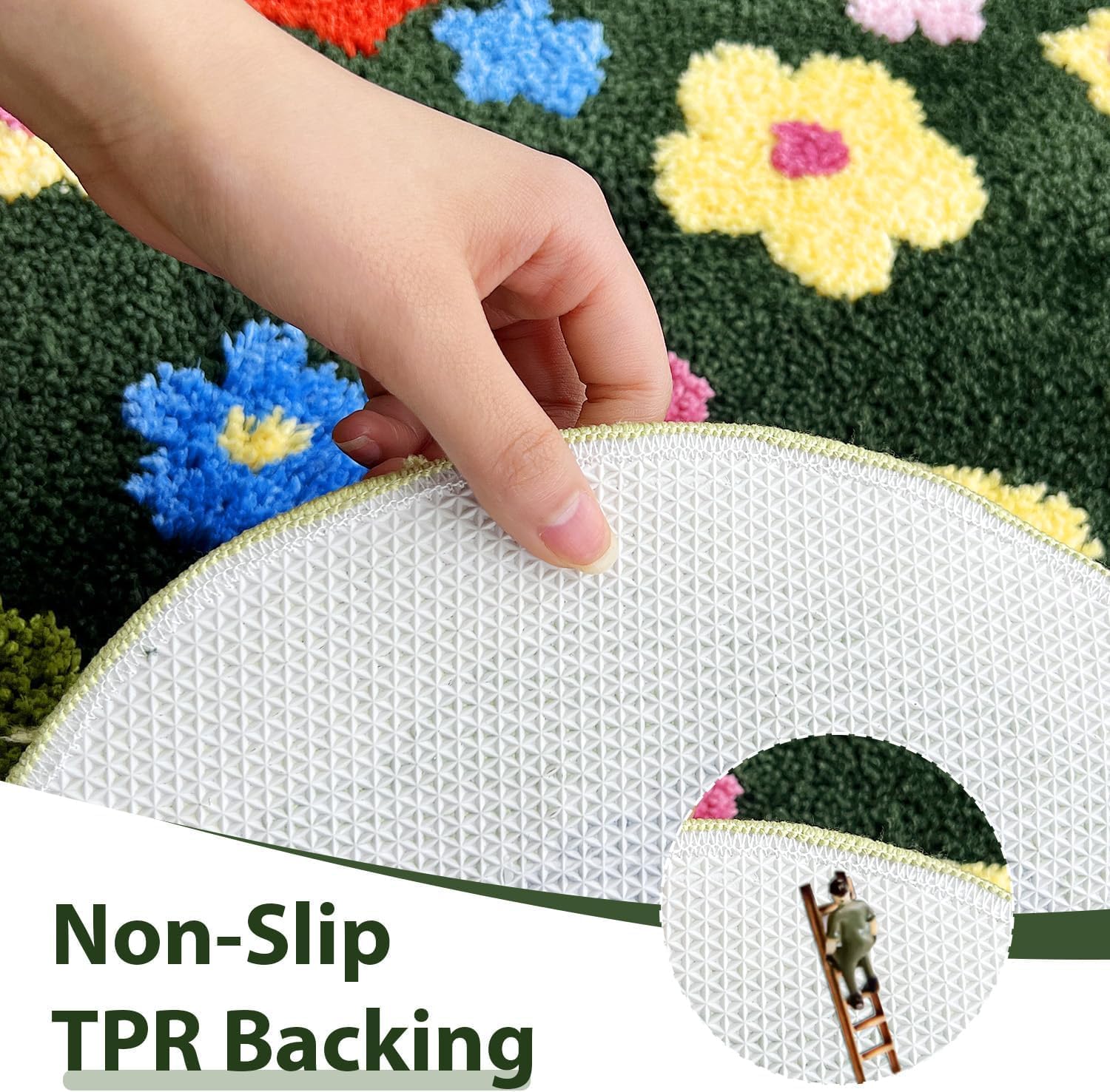 Aesthetic 3D Moss Rug, Super Absorbent Non-Slip Microfiber Grass Mat for Playroom, Irregular Shaped Green Carpet for Forest Bath Mat, Circle Cute Tufted Area Rug Trendy Rugs for Bedroom 48 x 24 in