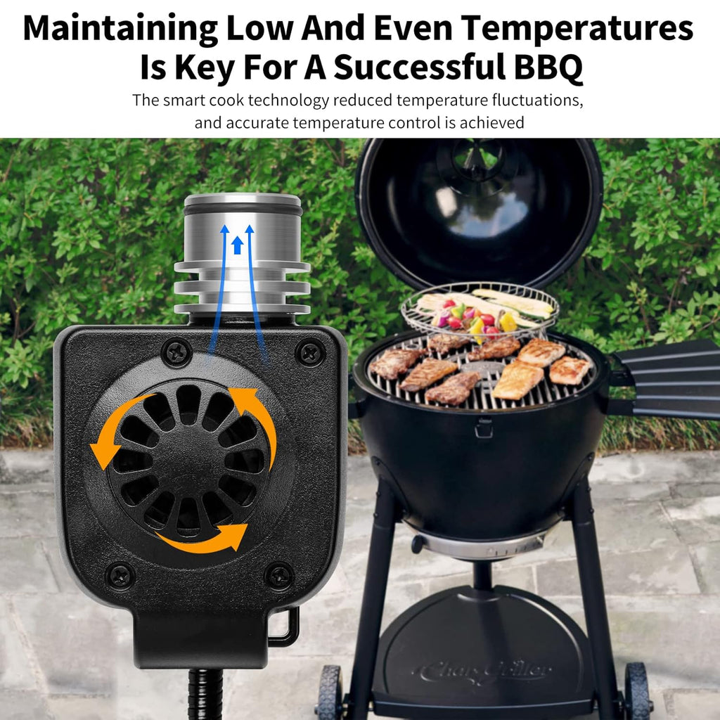 BBQ Temperature Controller, Briidea Automatic Smoker Fan Controller with Dual Probe, Compatible with Big Green Egg, Kamado Joe, Primo, Ceramic Grills, Cypress Grill, Delivers Reliable Heat Control