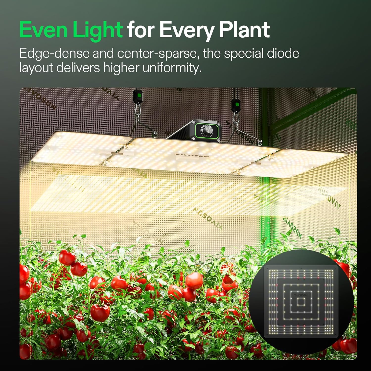 VIVOSUN VS2000 LED Grow Light with Full Spectrum Diodes & Brand Driver Dimmable Lights Sunlike for Seedling Veg & Bloom Plant Grow Lamps for 2x4/3x3 Grow Tent