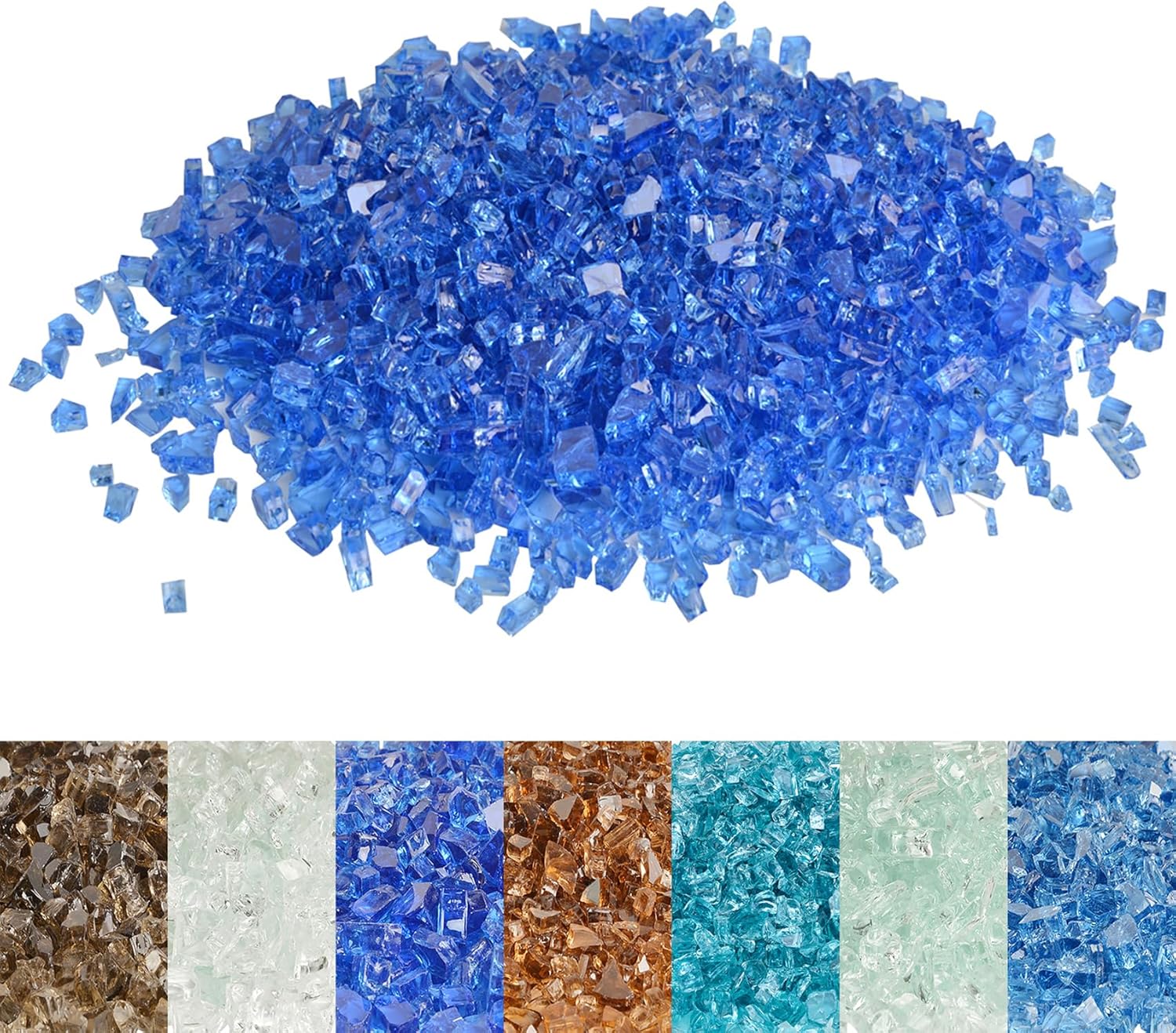 Skyflame High Luster 10-Pound Regular Fire Glass for Fire Pit Fireplace Garden Landscaping Cobalt Blue 1/4" Size