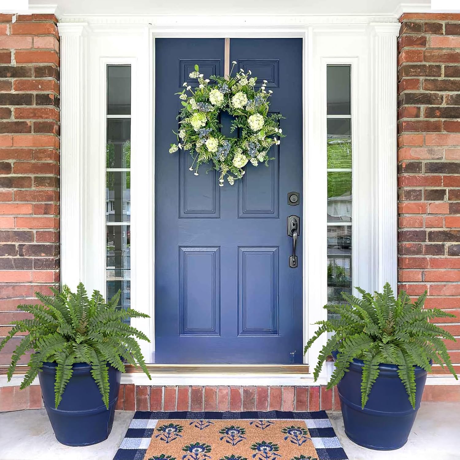 Ferns Artificial Plants 2 Pack Faux Ferns for Outdoor Planter Large Fake Ferns Look Real Artificial Ferns with 86 Fronds Hanging Boston Fern Fake Plant Shrubs for Home Farmhouse Garden Porch Decor
