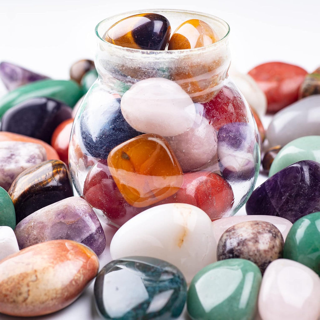 3lbs Tumbled Crystals Bulk Polished Rocks Stones Healing Crystals and Stones for Tumbling Assorted Gemstone for Jewelry Making Healing Meditation Spiritual and Decor 15MM