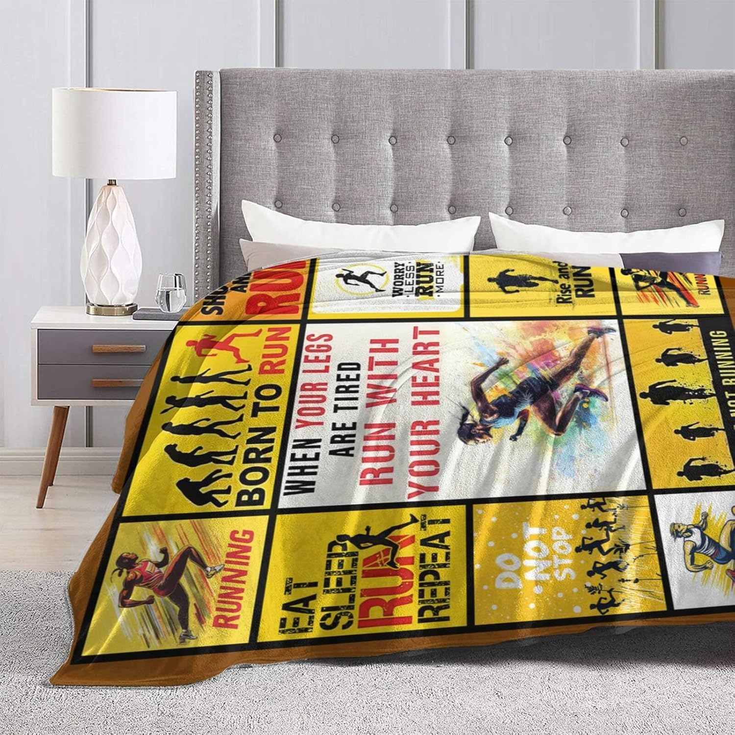 Run Blanket Running Throw Blanket Sports Flannel Stuff Merch Cozy Decor Fleece Plush Fuzzy Warm Soft Lightweight Bedding Gifts for Girls Women Men Boy Couch Sofa 80"X60"
