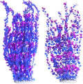Hamiledyi Aquarium Plastic Plants Aquarium Decor Artificial Fish Tank Plants,Tall Fish Tank Decorations, Extra Large Aquarium Plant 23.6-inch Tall,2PCS（Purple Style A）