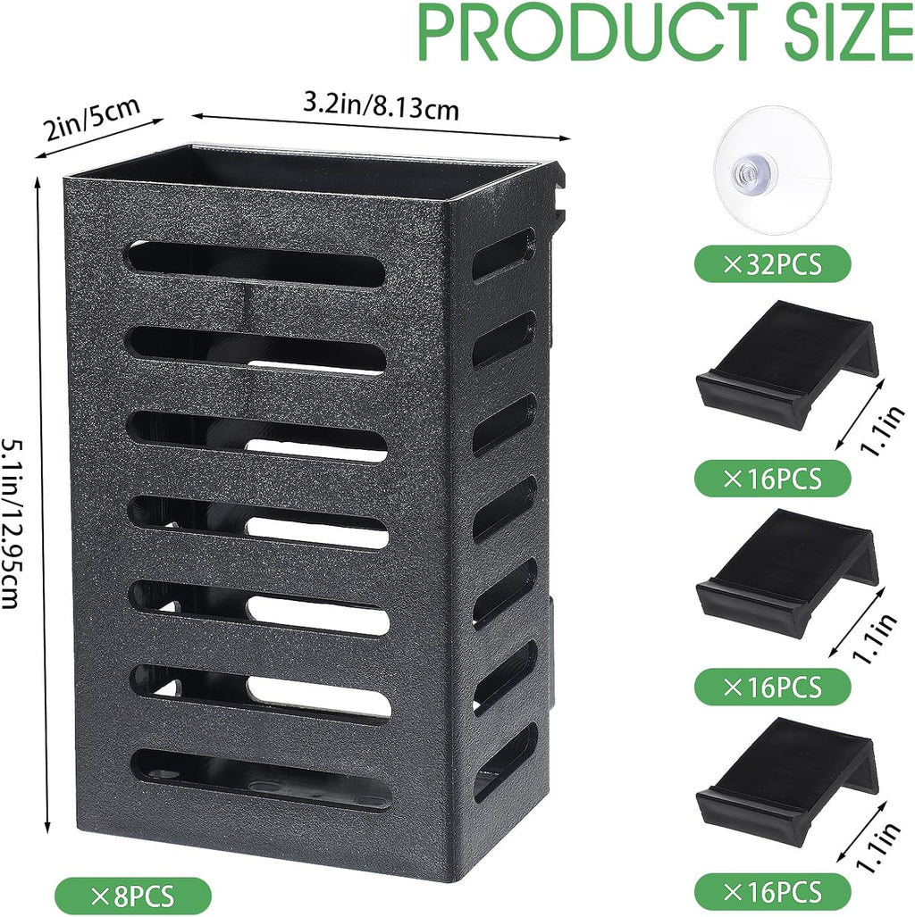 Aquarium Plant Holder, 8 PCS Plastic Fish Tank Plant Holder with Hooks and Suction Cups Hanging Aquatic Plant Holder for Fish Tank Aquatic Plant Accessories