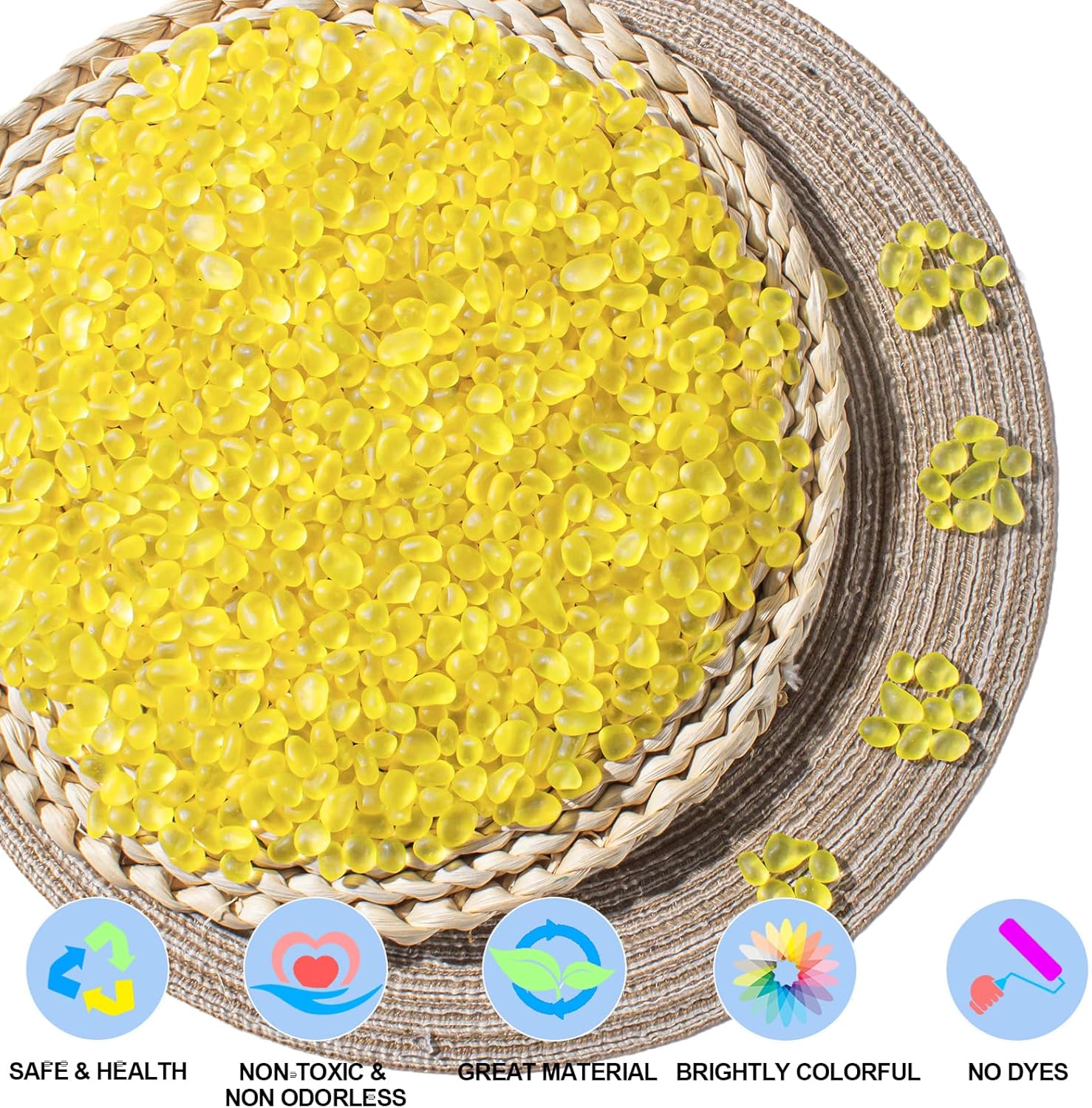 Keedolla Aquarium Rocks Betta Fish Tank Gravel, 8oz Frosted Sea Glass Marbles Gemstones for Vase Fillers, DIY Crafts and Home Decor - Yellow, 6-9mm