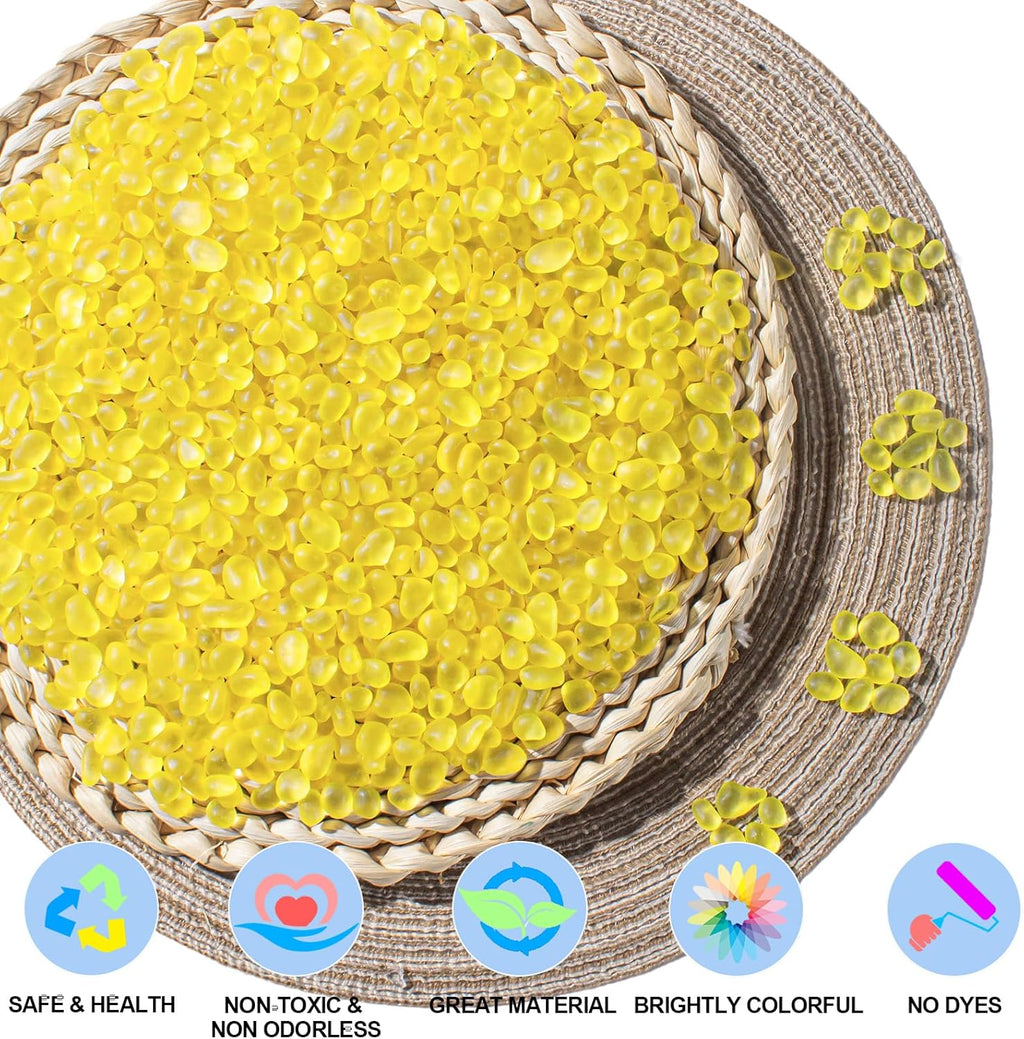 Keedolla Aquarium Rocks Betta Fish Tank Gravel, 48oz Frosted Sea Glass Marbles Gemstones for Vase Fillers, DIY Crafts and Home Decor - Yellow, 6-9mm