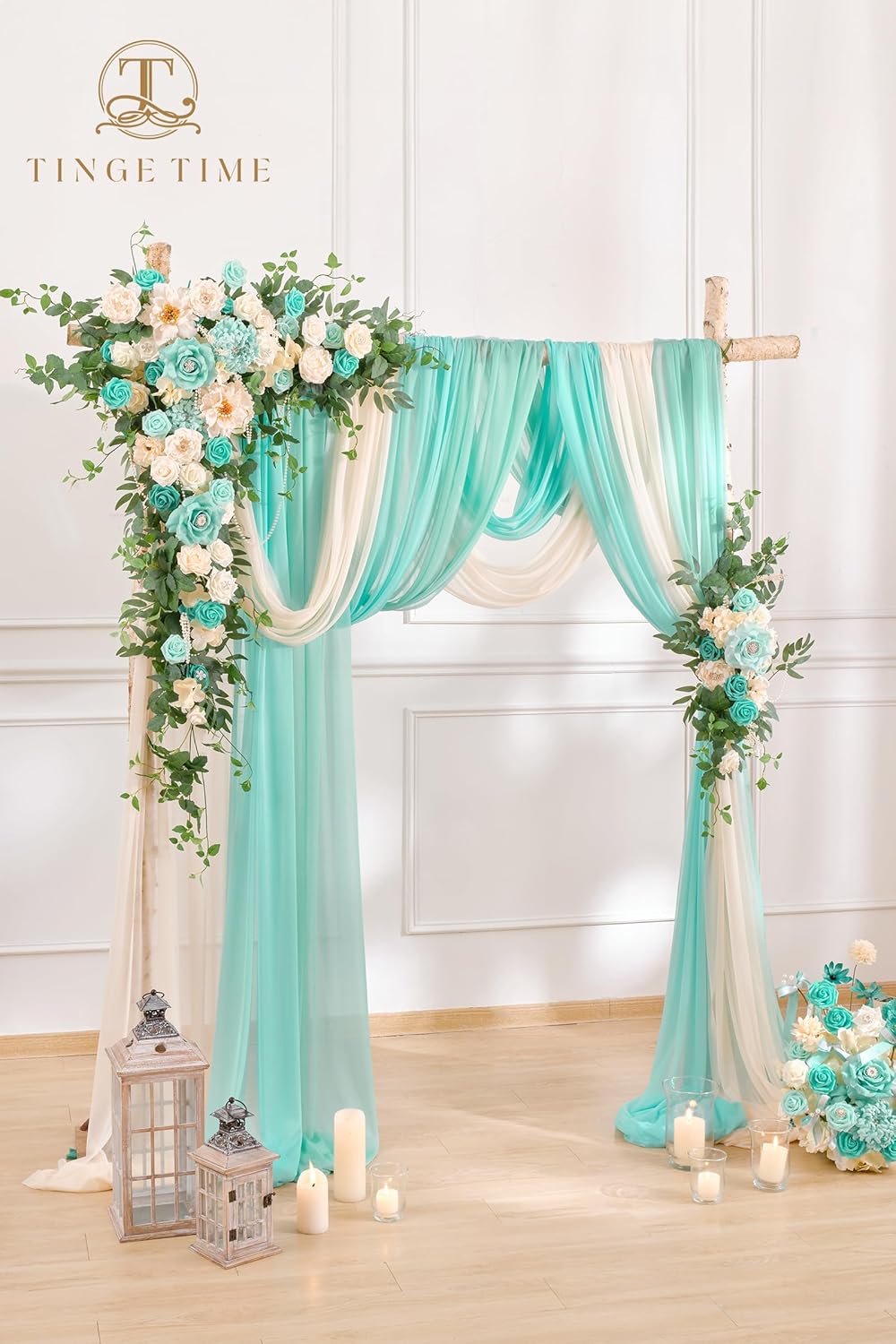 TINGE TIME Artificial Arch Flowers Kit Pack of 5, Wedding Decorations for Reception with Hanging Flowers, Wedding Arch Silk Floral Arrangements Ceremony Backdrop Bridal Shower Outdoor Party Decor