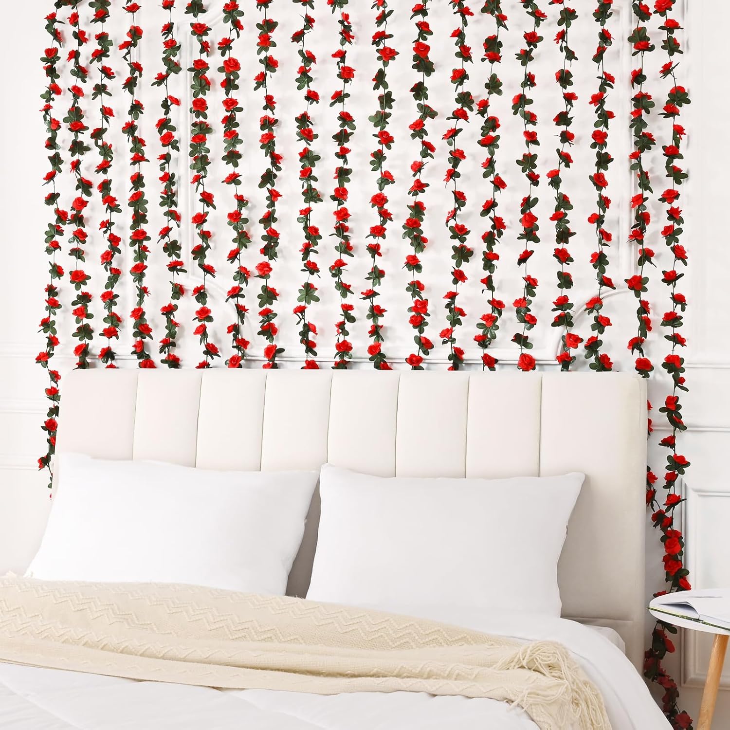 BLEUM CADE 5Pcs 41Ft Flower Garland Artificial Rose Vines for Bedroom, Cute Fake Hanging Flower Vines Floral Garland Decorations for Wedding Party Wall Room Decor Aesthetic