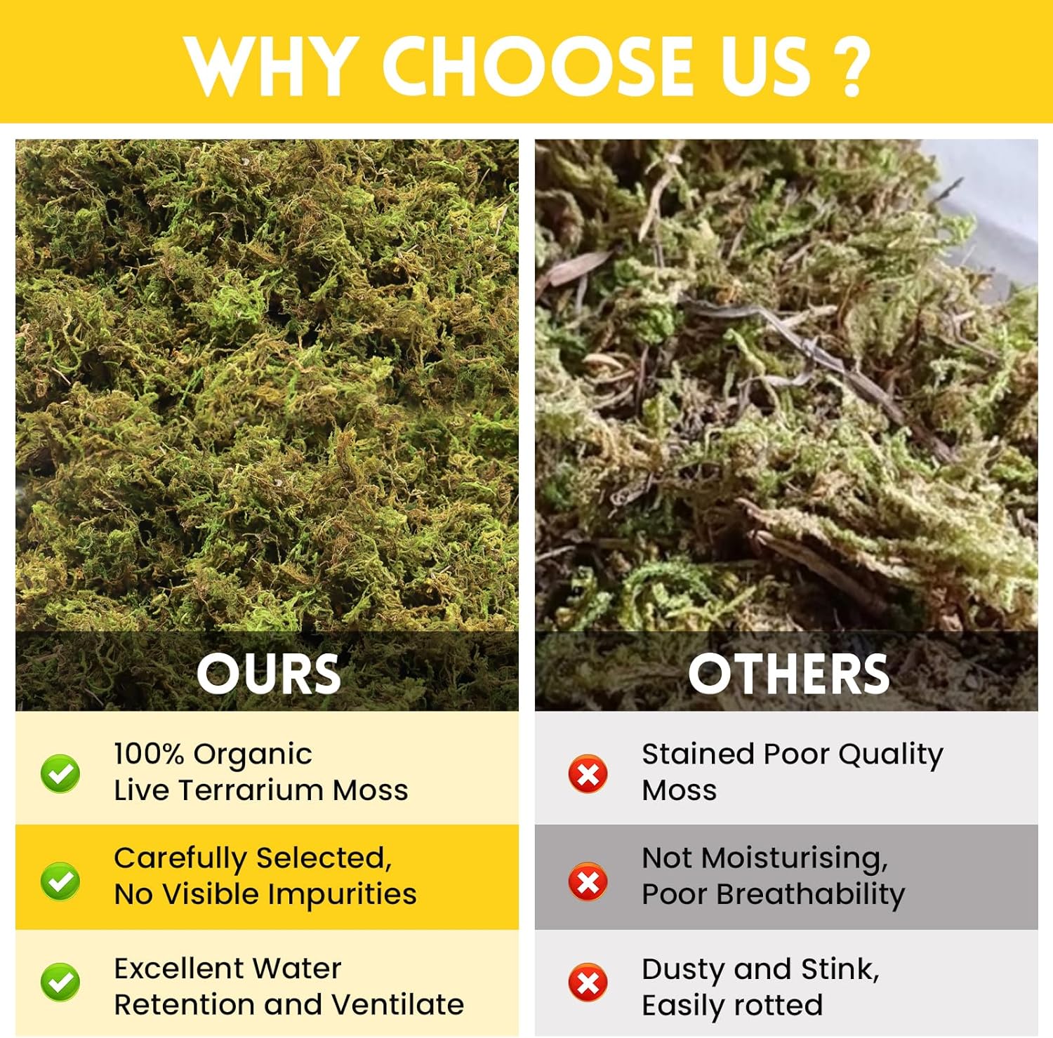 Riare 2.6LB Premium Sphagnum Moss for Reptiles- 100QT Natural Live Moss Reptile Moss Bedding for Terrarium, Hatching, Forest Sphagnum Moss Reptile Substrate for Snakes, Gecko, Turtles, Frogs, Leopard