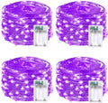 4 Pack 20FT 60LED Christmas Battery Operated Fairy Lights with Timer, Waterproof Battery String Lights Outdoor Indoor, Battery Twinkle Lights for Bedroom Wedding Birthday Party Christmas(Purple)