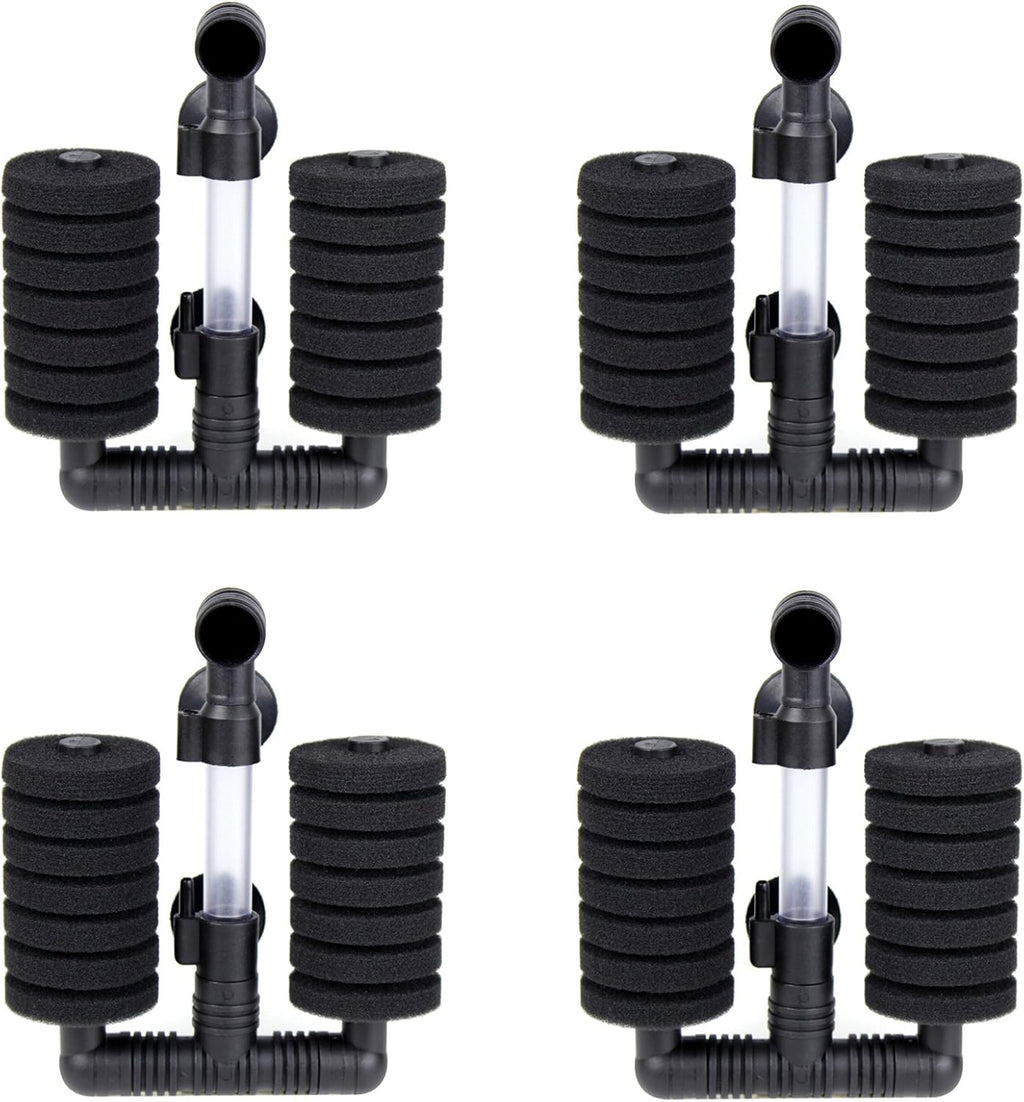 AQUANEAT 4 Pack Double Bio Sponge Filter, for Fry, Betta, Shrimp, Nano, Aquarium Fish Tank
