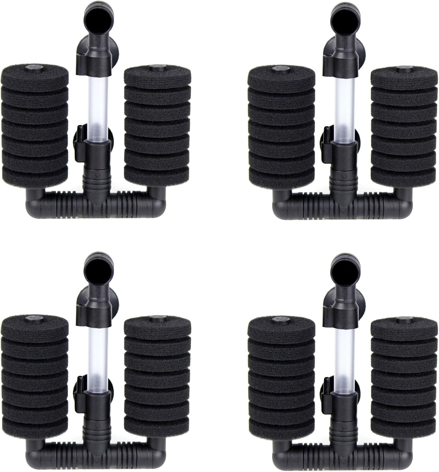 AQUANEAT 4 Pack Double Bio Sponge Filter, for Fry, Betta, Shrimp, Nano, Aquarium Fish Tank