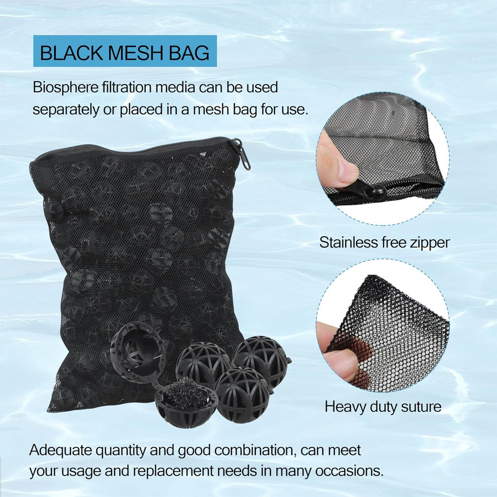 500 Pieces Black bio Balls 0.6 inch Internal bioballs Filter Media for Aquarium Outdoor Ponds Filter