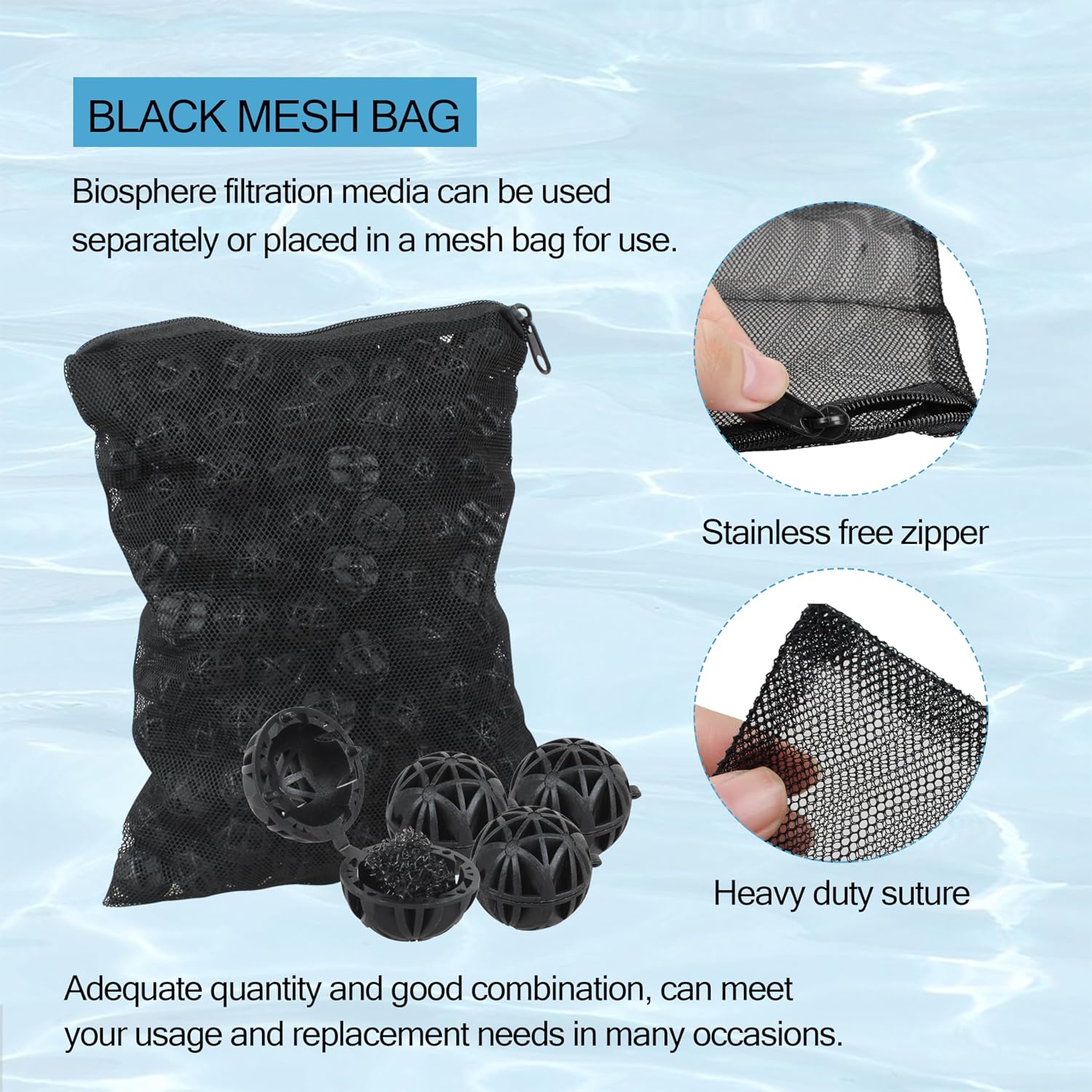 500 Pieces Black bio Balls 0.6 inch Internal bioballs Filter Media for Aquarium Outdoor Ponds Filter