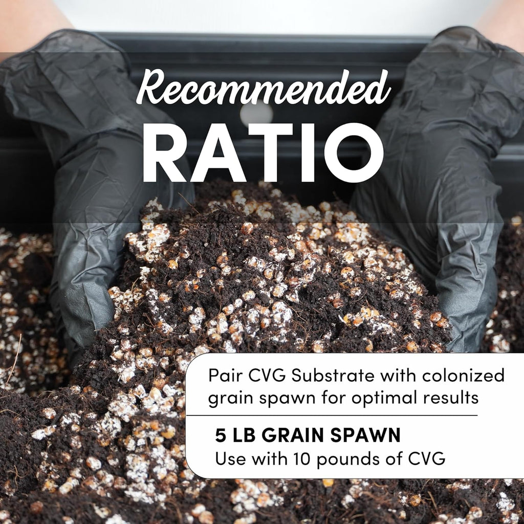 Mycelium CVG Bulk Mushroom Substrate – 10LB Pre-Sterilized Organic Blend of Coco Coir, Vermiculite & Gypsum | Ready-to-Use for Dung-Loving Mushrooms, Monotubs & Large-Scale Cultivation