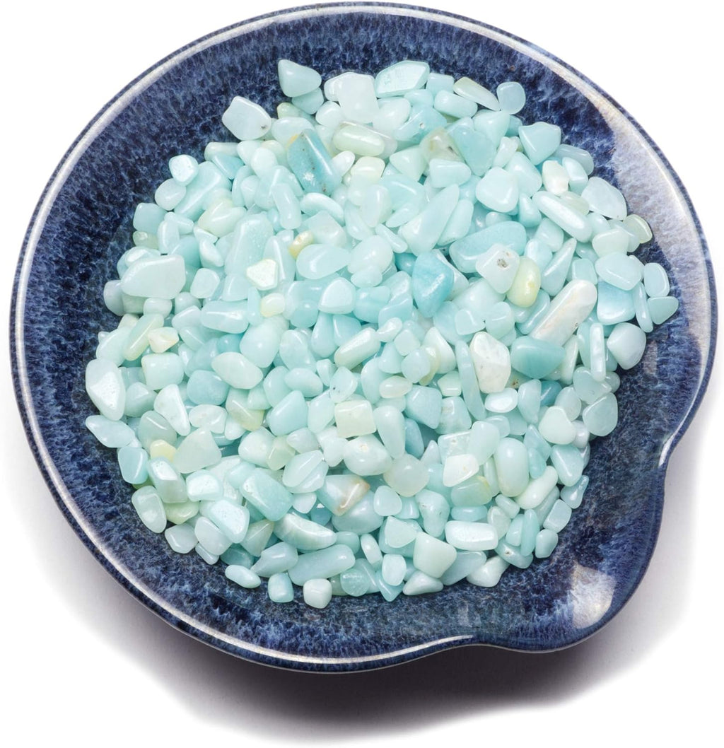 Cherry Tree Collection 1/2 Pound Polished Tumbled Gemstone Chips, Pebbles, Crystal Chips Bulk for Jewelry Making, Healing, Plants, Succulents, Aquariums, Decoration, Chakra (Amazonite)