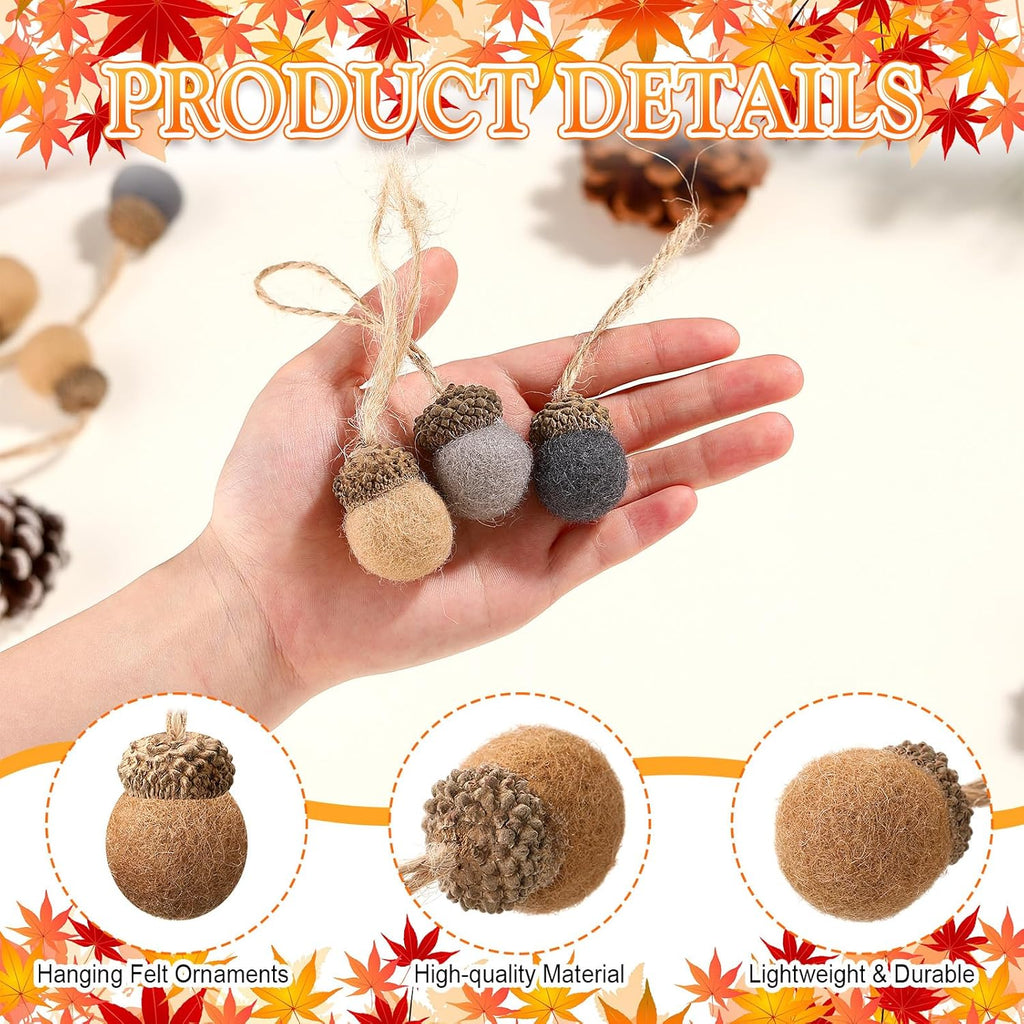 Tatuo 30 Pcs Christmas Felt Acorn Ornaments Colorful Wool Felt Acorn Pom Balls Mini Wool Acorns Bulk for DIY Xmas Crafts Christmas Tree Hanging Ornaments Party Favors Home Indoor Decor(Earth Colors)