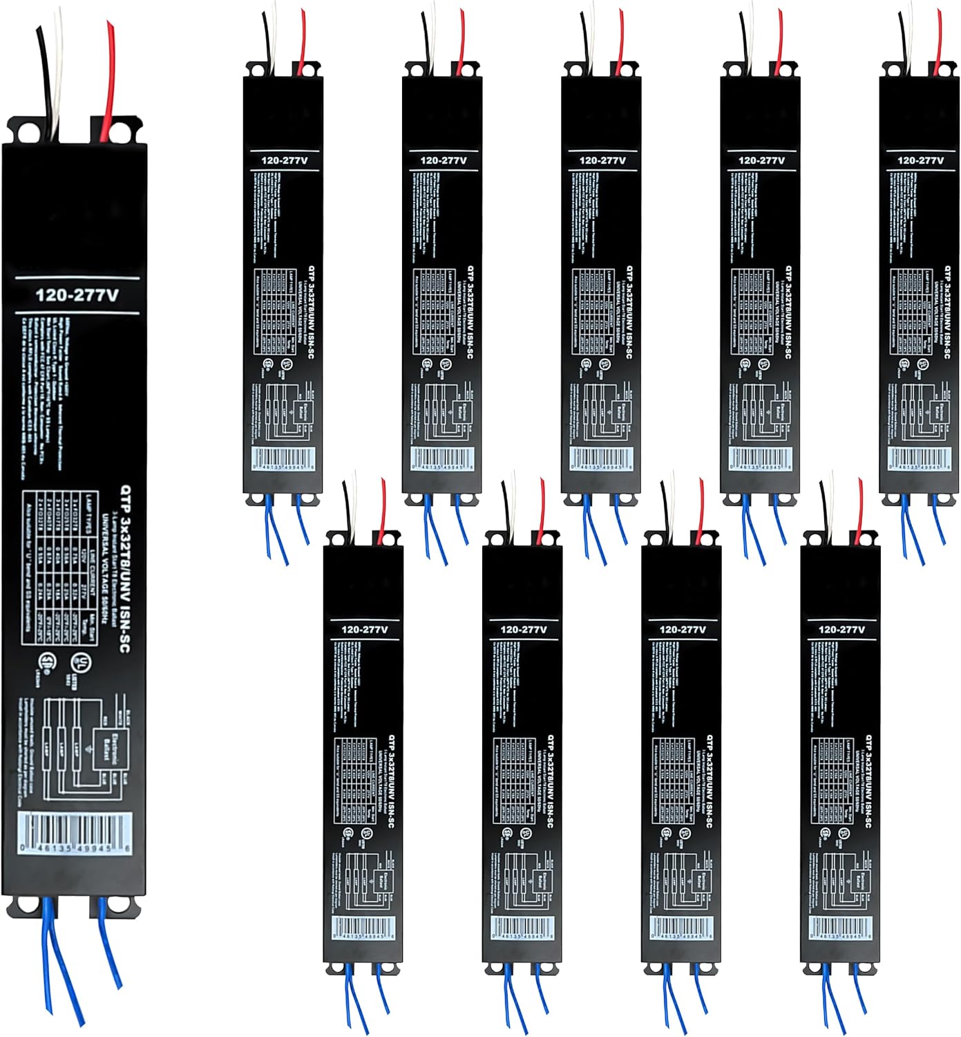 OHLECTRIC Pack of 10 - Replacement for Sylvania Ballast QTP 3X32T8/UNV ISN-SC, Philips ICN-3P32-N, Keystone KTEB-332-UV-IS-N-P, for 3 Fluorescent T8 Lamps - 120-277V - 32 Watt