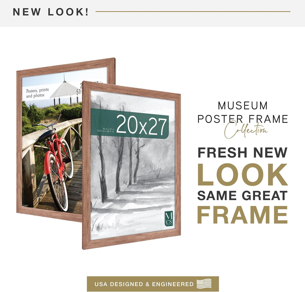 MCS Museum Poster Frame 20x27 Medium Oak Woodgrain, Vertical & Horizontal Wall Hanging Large Picture Frame for Photos, Posters & Art Prints (1-Pack)