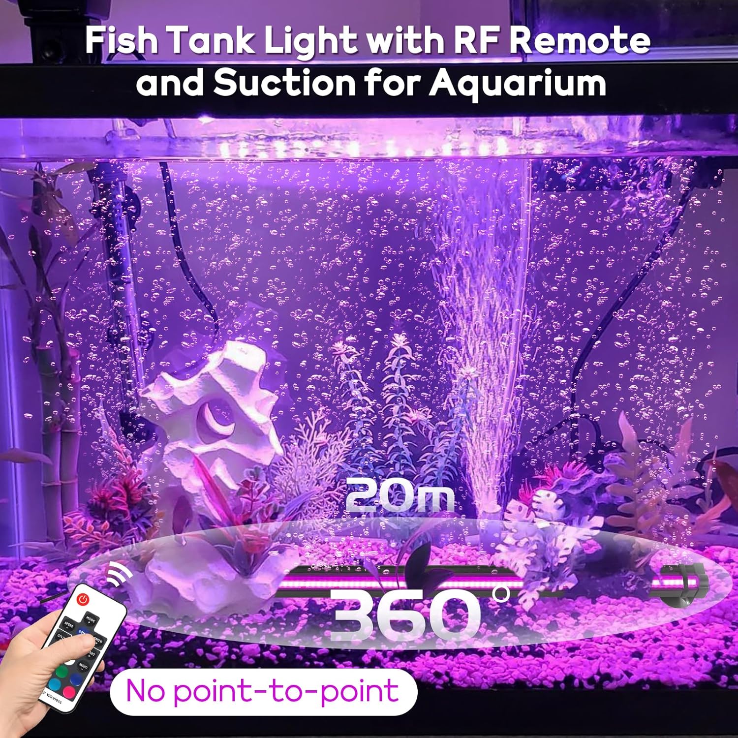 Bubbler Aquarium Fish Tank Decor: Submersible Aquarium Lighting with Oxygen Boost for Fish Lovers - Waterproof RGB Light Bar Bubble Wall with Remote for 30-35 Inch Saltwater Freshwater Fishes Tanks