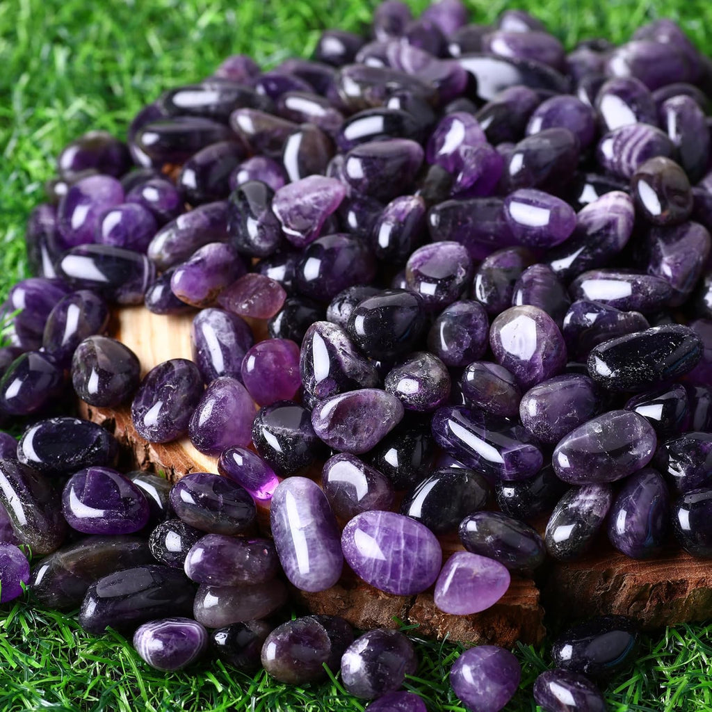 Polished Amethyst Crystals 0.62lb Natural Gemstones Crystal Bulk Tumbled Polished Stones Irregular Rocks Chakra Colorful Crystal Vase Filler Decoration Energy Reiki Beginners Birthday Gifts