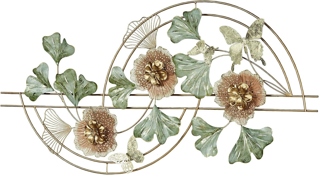 Touch of Class Zen Blossoms Flower Metal Wall Art Sculpture | Floral Style Hanging Decor for Bedroom, Living Room, Bathroom, Hallway, Foyer | Botanical Artwork