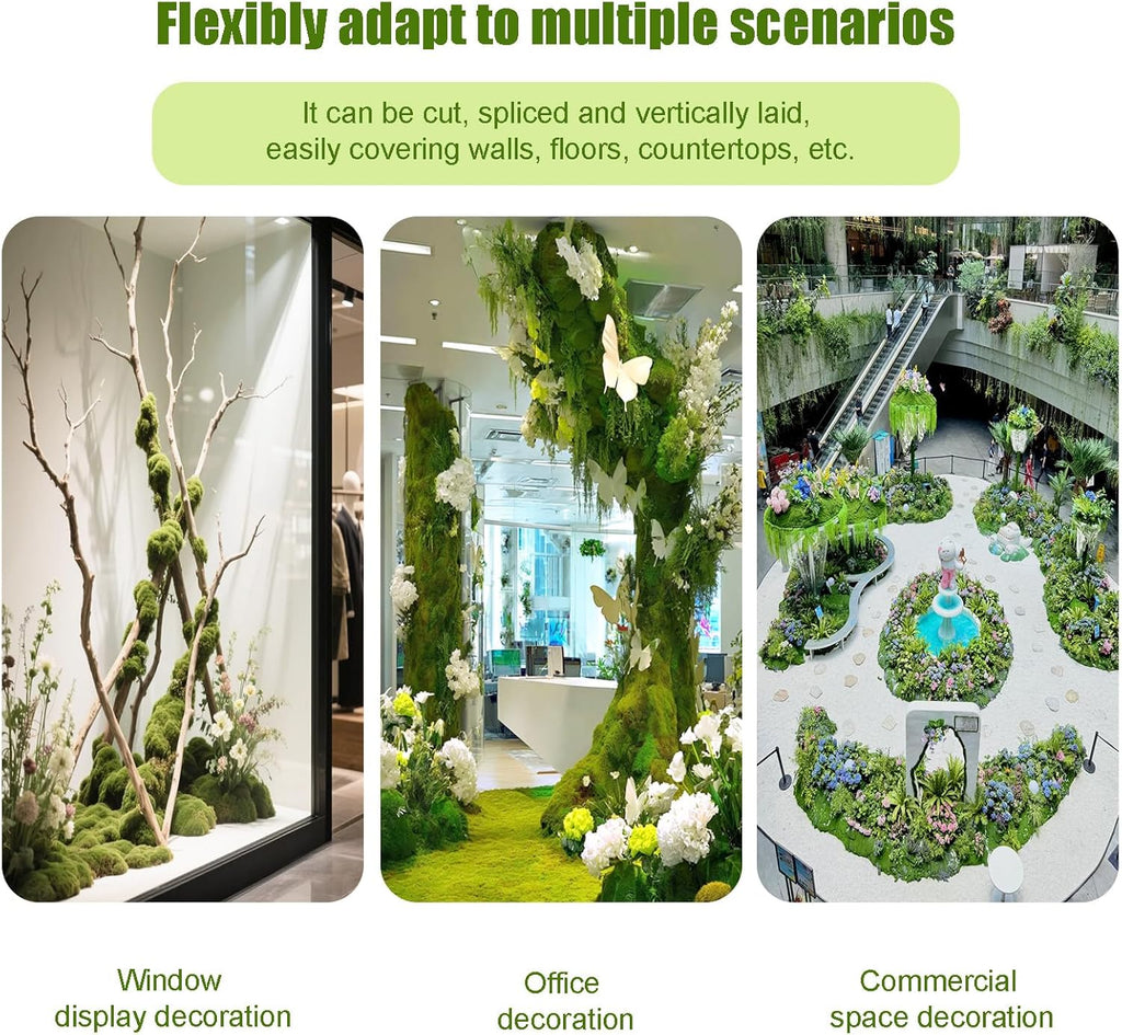 Artificial Green Moss Mat for Decoration Carpet Grass Wall, 39.37 * 39.37 inch Fake Moss for Crafts, Natural Decorative for Plants Indoor with Base Fabric, Artificial Grass Wall Suitable for DIY