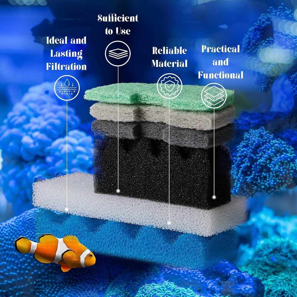 32 Pcs Aquarium Replacement Maintenance Kit Compatible with Fluval 206/207 Filter Media Including Biological Sponge, Ammonia/Phosphate/Nitrite Remover Pad, Aquarium Towel, Grease