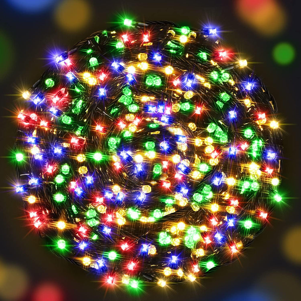 AmyHomie Multicolor Christmas Lights Outdoor, 300LED Lights with 8 Lighting Modes, End to End Connectable Fairy String Lights for Indoor Outdoor Christmas Decoration