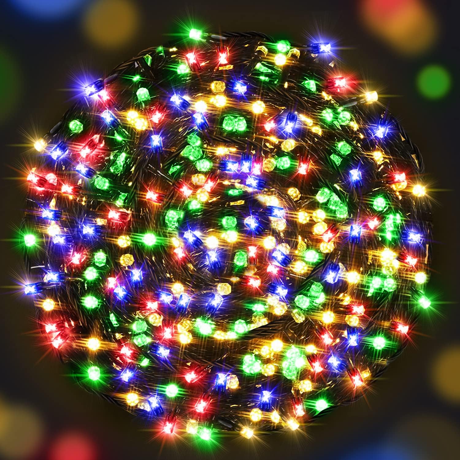 AmyHomie Multicolor Christmas Lights Outdoor, 300LED Lights with 8 Lighting Modes, End to End Connectable Fairy String Lights for Indoor Outdoor Christmas Decoration