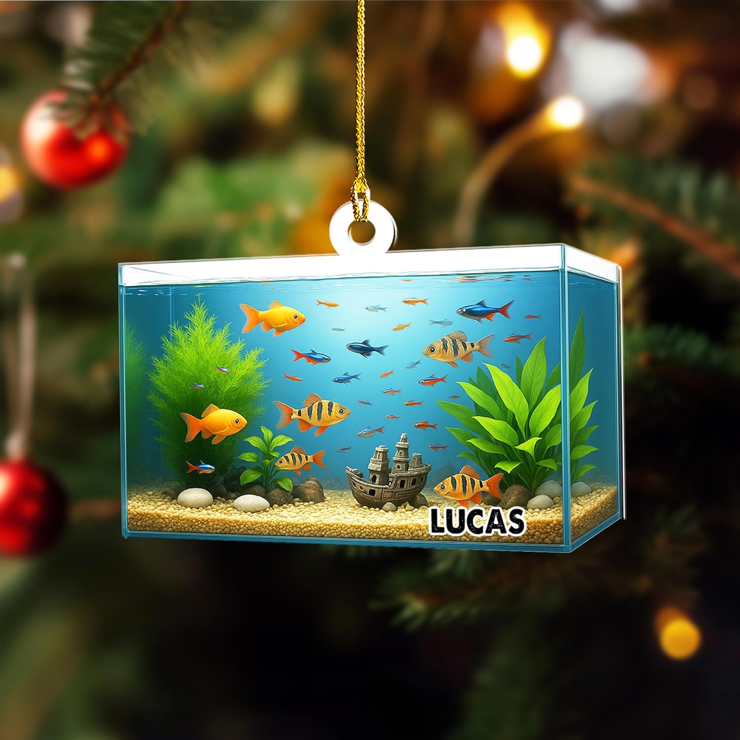 Personalized Aquarium Fish Tank Christmas Ornament 2025, Custom Name Clownfish Holiday Tree Decoration, Unique Keepsake Gift for Fish Lovers, Pet Owners, Kids, Aquarists (ON5)