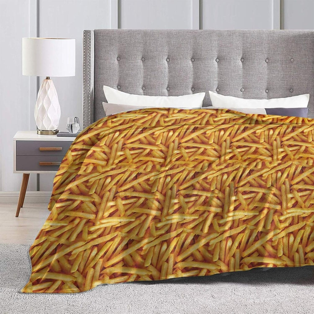 French Fries Blanket French Fries Throw Blanket Fried Food Flannel Stuff Merch Cozy Decor Fleece Plush Fuzzy Warm Soft Lightweight Bedding Gifts for Girls Women Men Boy Couch Sofa 80"X60"