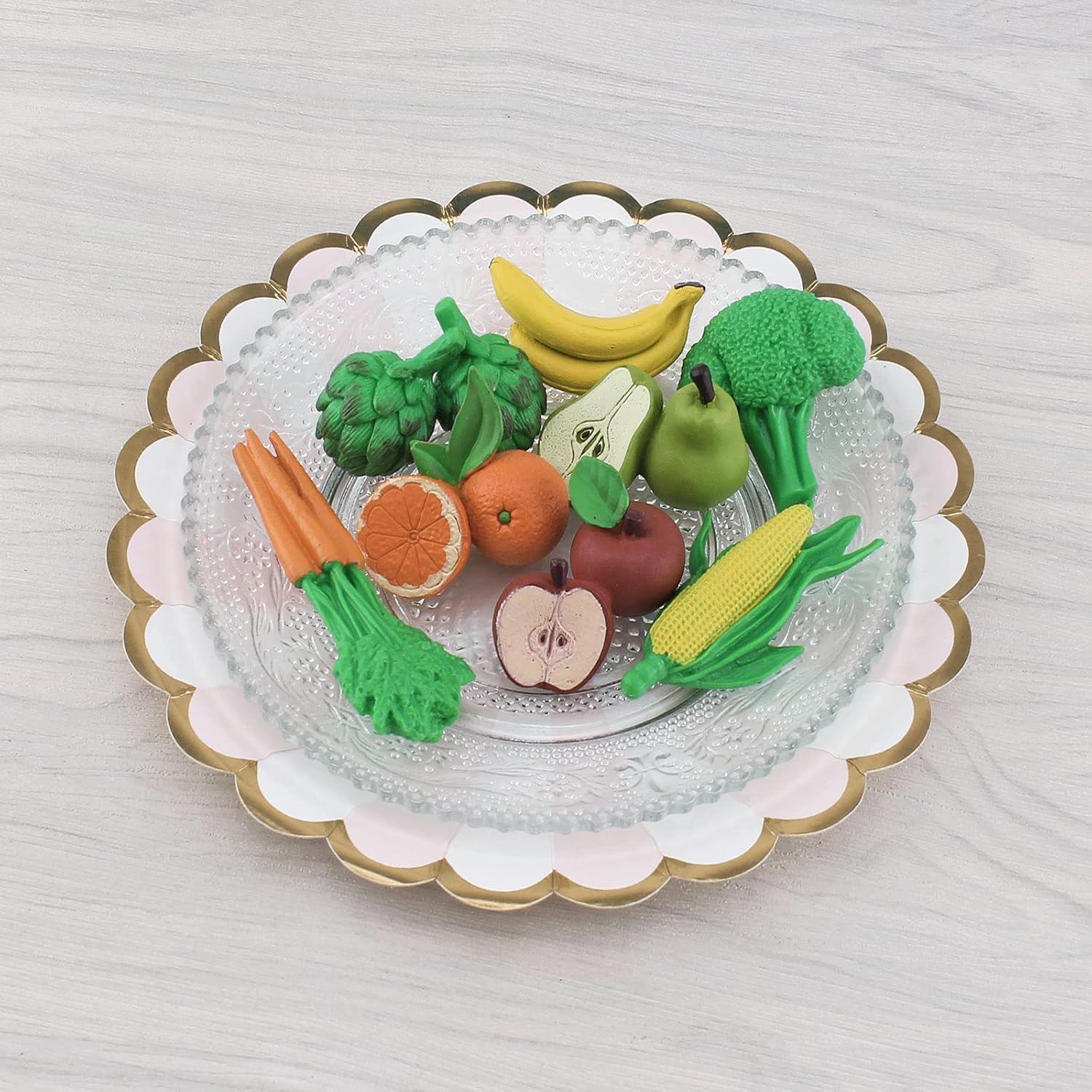 Veggies and Fruits Toys for Centerpieces and Decor at Farmers Market Themed Set - Vegetables Learning Realistic Food Bananas Apples Figurines