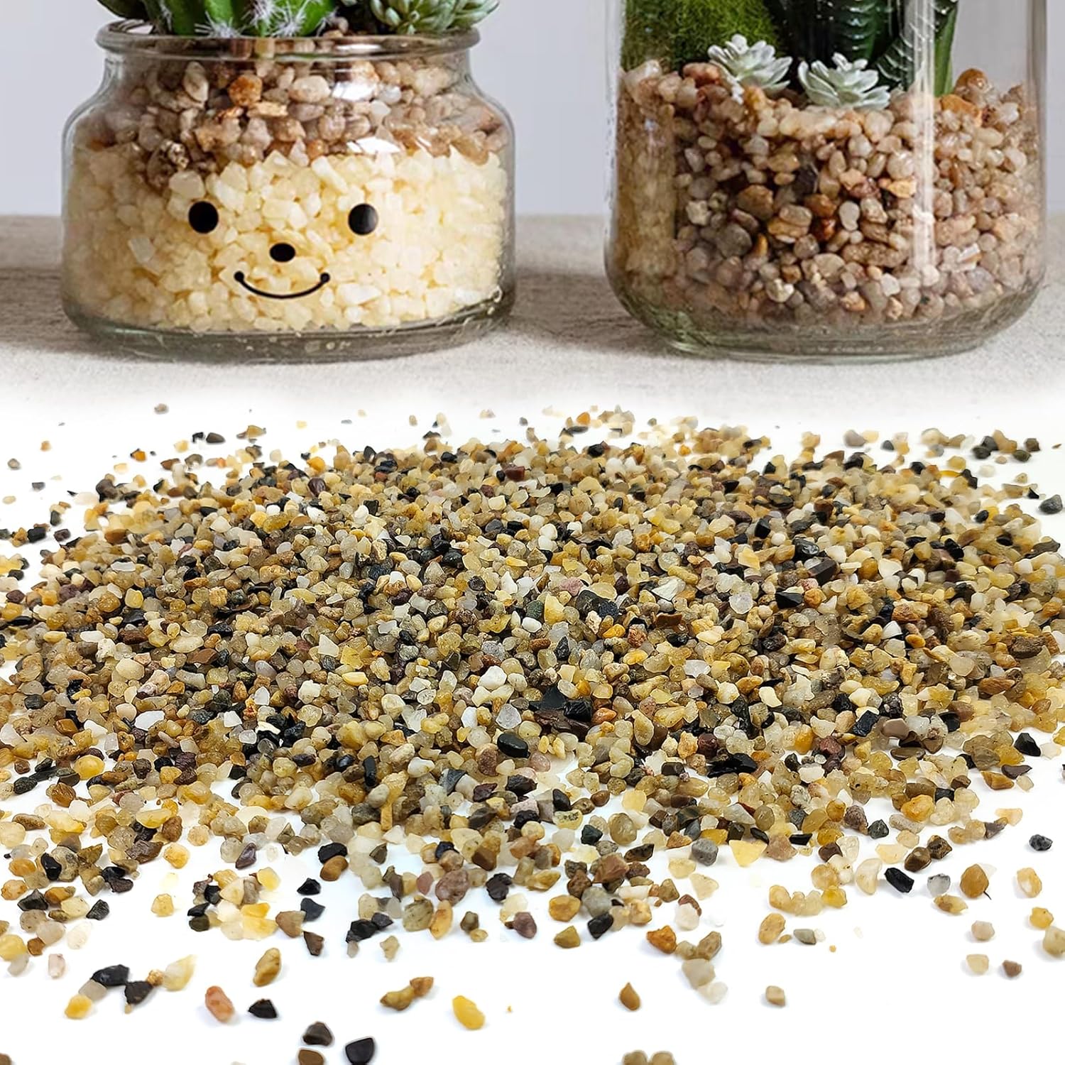 20LB Coarse Sand, Colored Rocks Pebbles, Quartz Sand for Cactus Bonsai, Succulent Plant Bonsai Paving, Vase Filling Decoration, Natural Sand for Fish Tank Decoration Paving(2-4mm)
