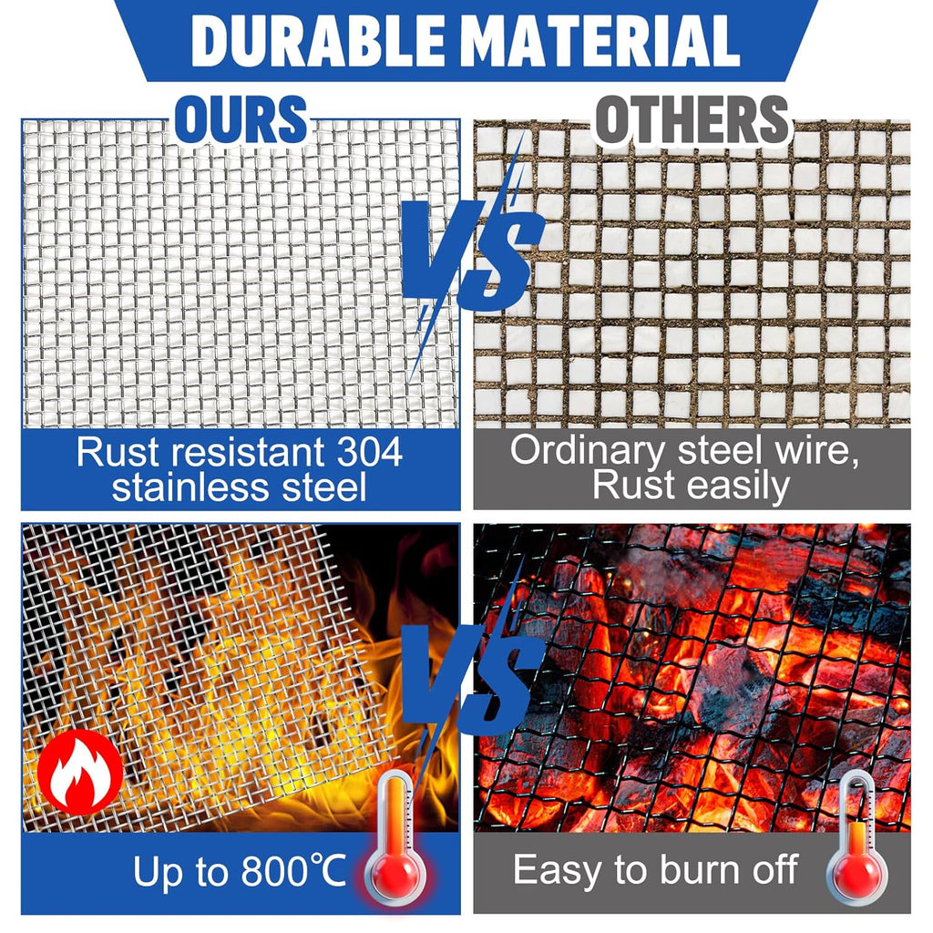 30 Mesh 304 Stainless Steel Mesh Screen, 15.7'' x 142''(40cm x 360cm) Wire Screen Mesh, Rust Free Woven Wire Mesh, Metal Mesh Screen for Air Vents, Window Screen, Filters, Garden Covers