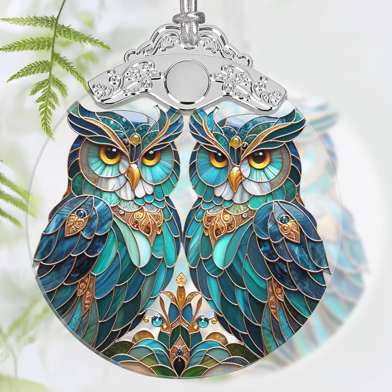 Christmas Ornament, 2025 Ornaments for Christmas Tree, Stained Glass Hanging Ornament, Holiday Ornaments, Unique Gift Idea - A Pair of Owls