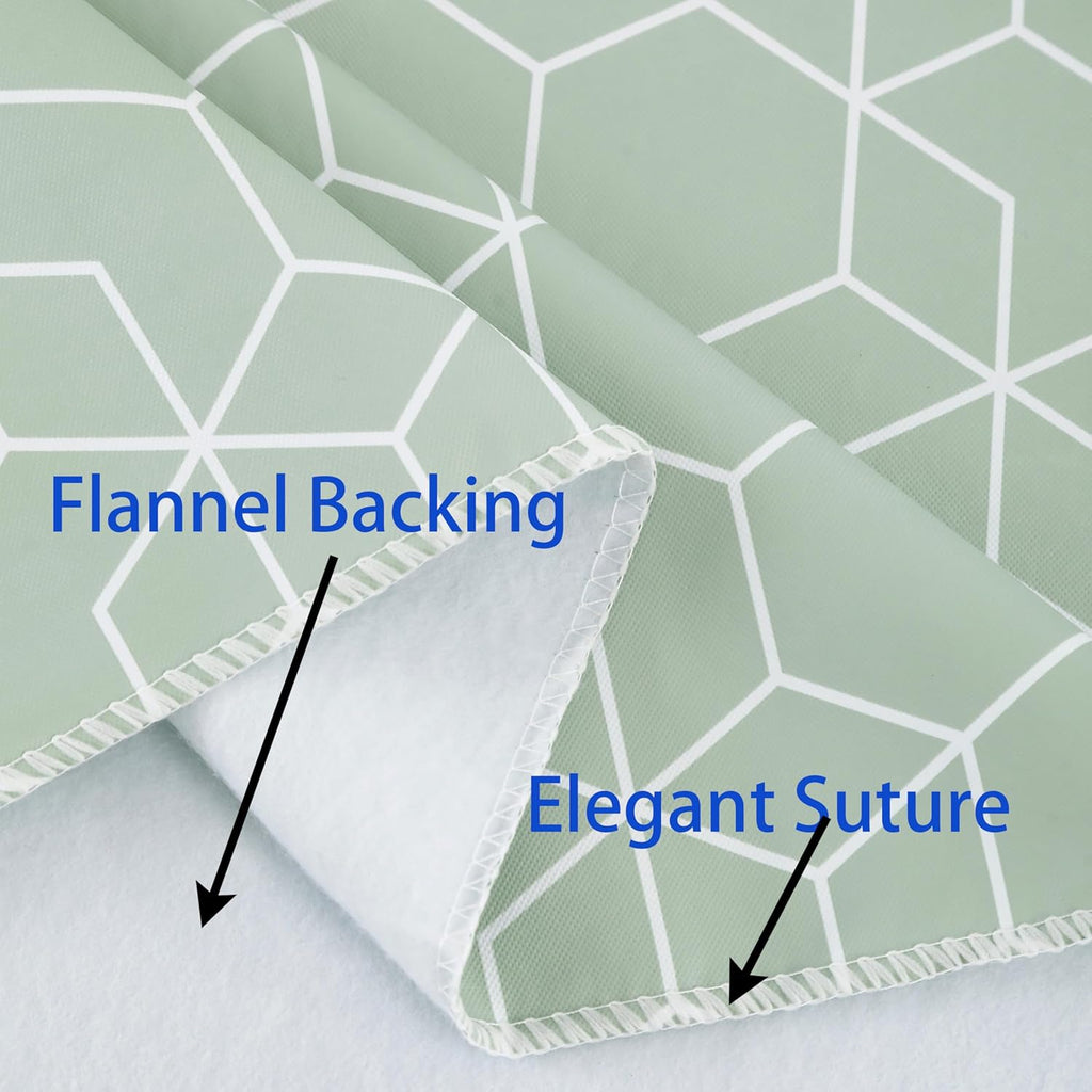 Heavy Duty Vinyl Tablecloth with Flannel Backing Waterproof Oil-Proof Plastic Table Cloth Stain-Resistant Wipeable Rectangle or Square Table Cover for Indoor and Outdoor (Green Grid，60x102 Inch)