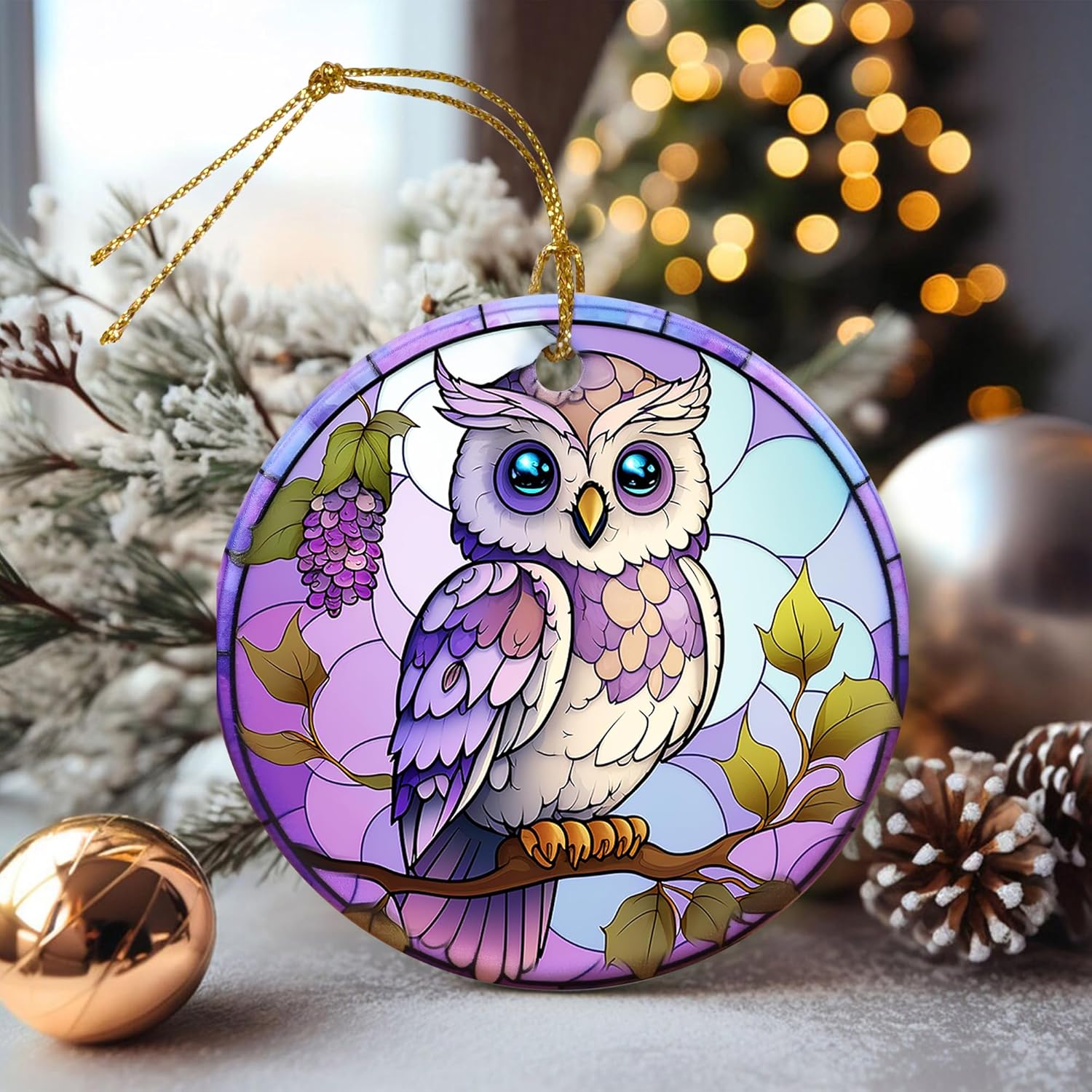Touber Christmas Ornament, Owl Christmas Ornaments for Tree, Christmas Tree Decor, Holiday Ornament