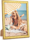 Wood 10x13 Frame Gold, Ornate Natural Wooden 13x10in Picture Frames, Modern Golden 10 x 13inch Gallery Photo Pic Frame with HD Plexiglass, Horizontal Vertical Wall Mounting Tabletop Display 1Pcs