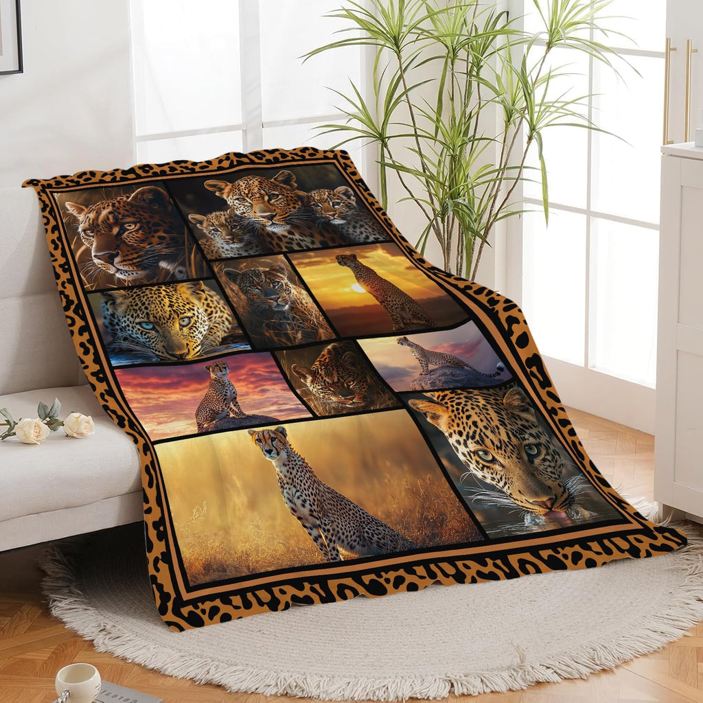Cheetah Blanket Cheetahs Throw Blanket Flannel Stuff Merch Cozy Decor Fleece Plush Fuzzy Warm Soft Lightweight Bedding Gifts for Lover Girls Women Men Boy Couch Sofa 60"X50"