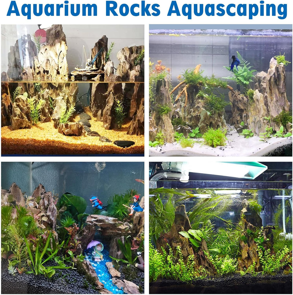 Hamiledyi 4 PCS Natural Aquarium Rocks 6" to 9" Dragon Stone Aquarium Decor Rocks Aquascape Rocks Landscaping Model for Fish Tank Terrariums Vivariums